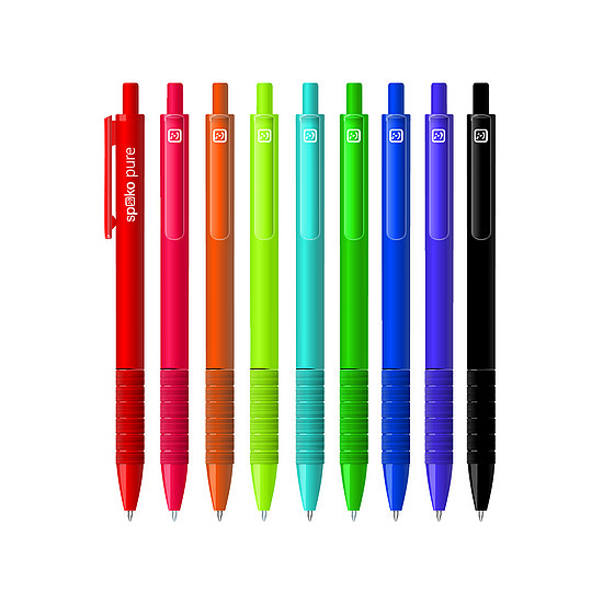 Spoko Golyóstoll S0118a PURE, kék íráskép, displayben, vegyes színű tolltest