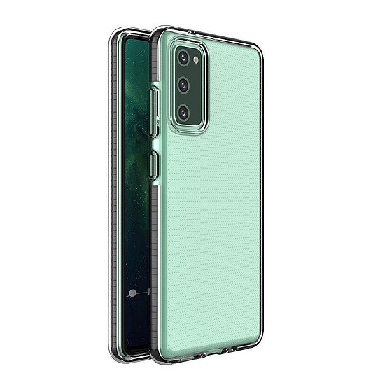 Spring Case átlátszó TPU gél védőborítás színes kerettel Samsung Galaxy A02s EU fekete