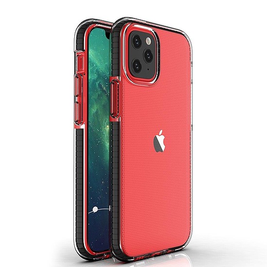 Spring Case átlátszó TPU gél védőburkolat színes kerettel iPhone 13 Pro fekete
