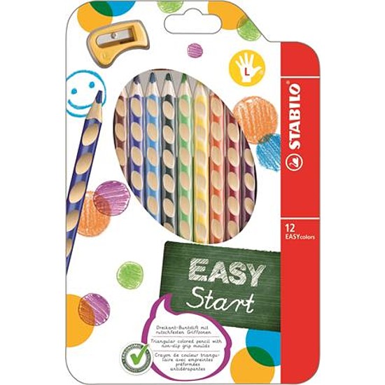 Stabilo Easycolours balkezes színesceruza készlet 12db-os normál háromszög