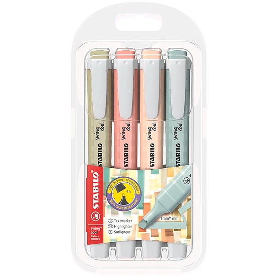 Stabilo Swing Cool szövegkiemelő NatureCOLORS, szögletes test 1-4mm 4db-os készlet 275/4-09
