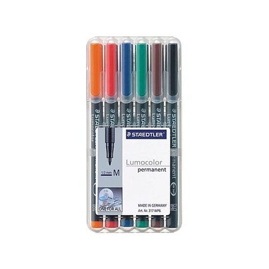 Staedtler Lumocolor 317M OHP alkoholos rostirón kerek hegy 1,0mm 6db-os készlet