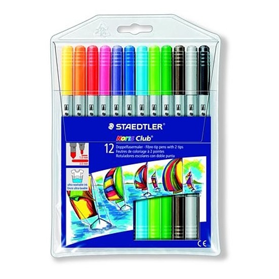 Staedtler Noris Club filctoll kétvégű, kimosható 1-3mm 12 db-os készlet