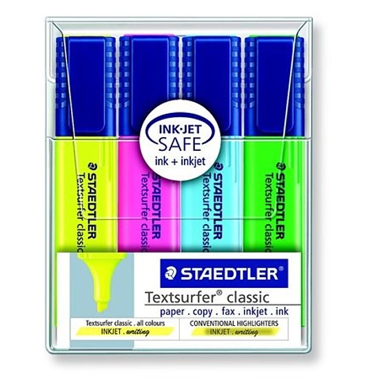 Staedtler szövegkiemelő vegyes színek, lapos test, nagy tartályos 1-5mm 4db-os készlet 364WP4