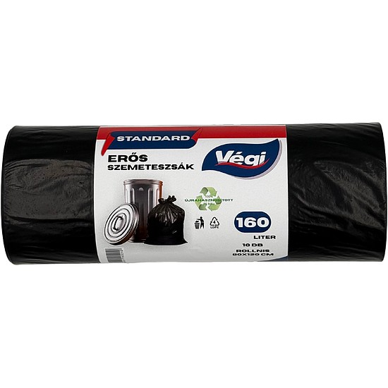 Standard szemeteszsák extra erős 160 literes fekete 10db/csg 80x120cm 30 micron