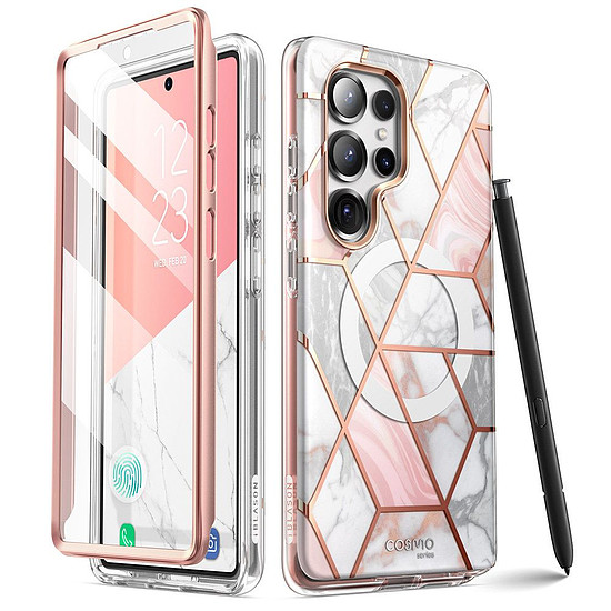 Supcase Cosmo Mag tok Samsung Galaxy S25 Ultra készülékhez, márványrózsaszín
