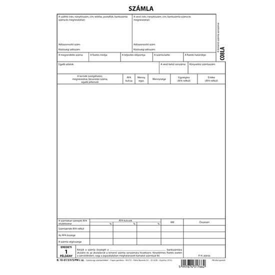 Számlagarnitúra A4 3 példányos álló B.10-01/3/V/S/PM