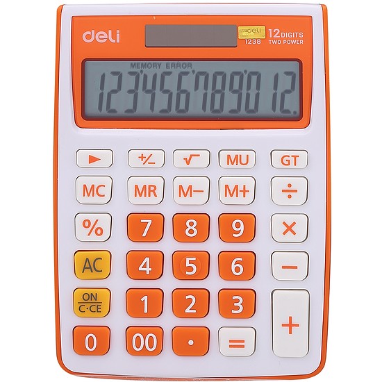 Számológép, asztali, 12 számjegy, DELI Touch, narancs (DEL01238N)