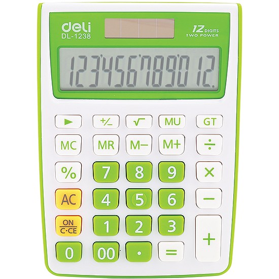 Számológép, asztali, 12 számjegy, DELI Touch, zöld (DEL01238Z)