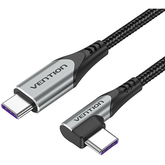 Szellőztetési TAKHF USB-C - USB-C 5A szögkábel (szürke)