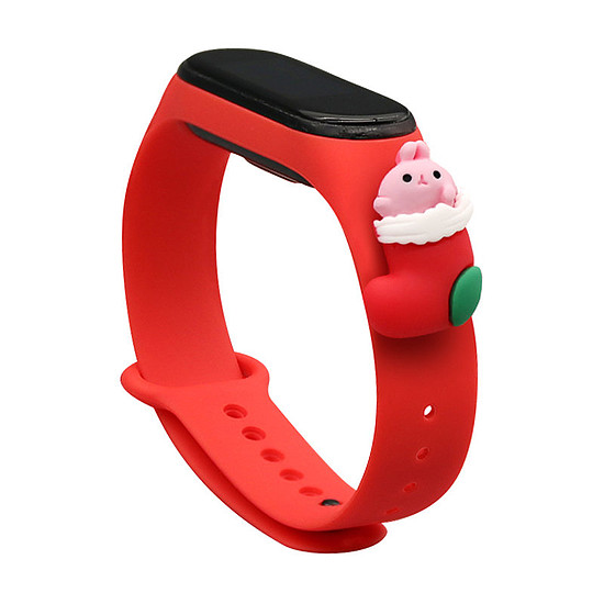 Szíjas Xmas csuklópánt Xiaomi Mi Band 4 / Mi Band 3 karácsonyi szilikon karkötőhöz, piros (Mikulás 1)