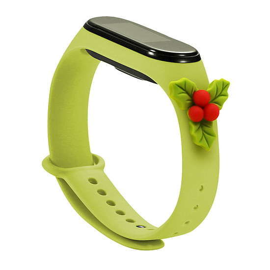 Szíjas Xmas csuklópánt Xiaomi Mi Band 6 / Mi Band 5 karácsonyi szilikon karkötőhöz, zöld (fagyöngy)