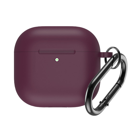 Szilikon tok Airpods 4-hez karabinerrel - bordó