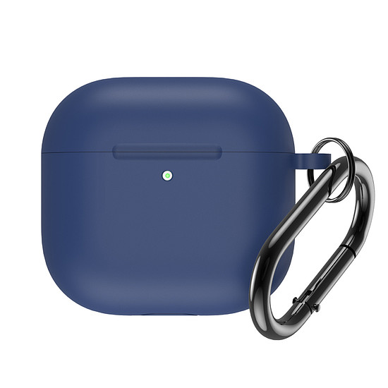 Szilikon tok Airpods 4-hez karabinerrel - kék