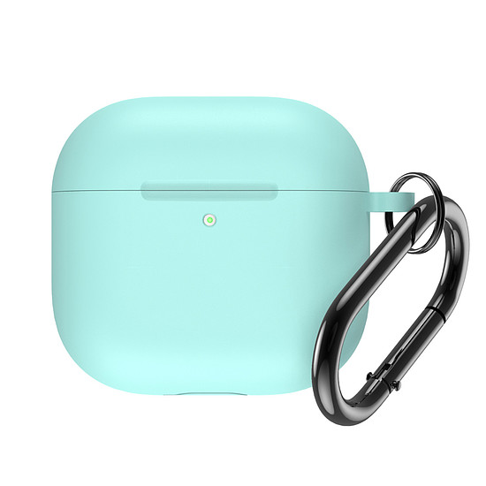 Szilikon tok Airpods 4-hez karabinerrel - menta