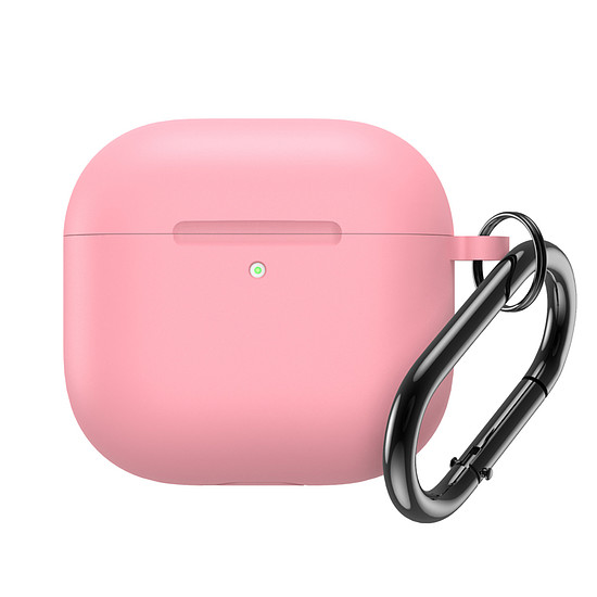 Szilikon tok Airpods 4-hez karabinerrel - rózsaszín