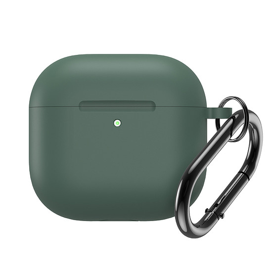 Szilikon tok Airpods 4-hez karabinerrel - zöld