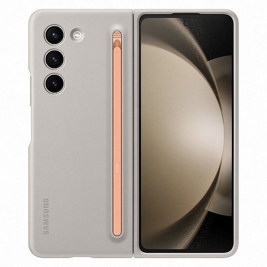 Szilikon tok Samsung Galaxy Z Fold 5 Slim Case készülékhez + ceruza - bézs