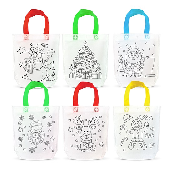 Színezhető táska - karácsonyi - 4 filccel - 24 x 22 cm - 6 féle (57320C)