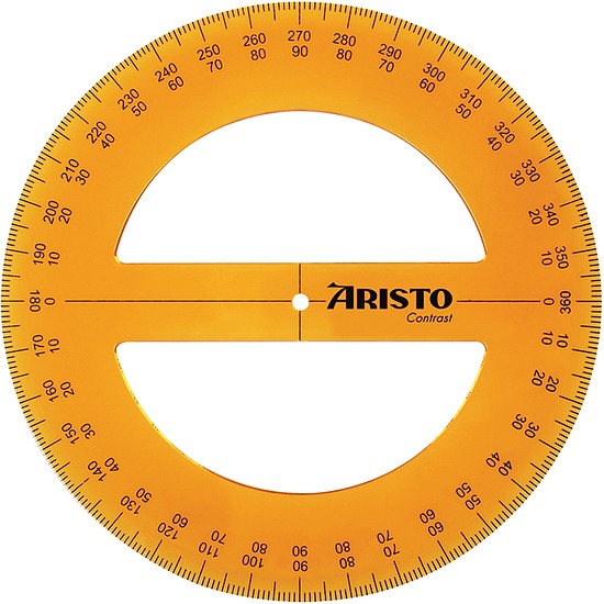 Szögmérő, műanyag, 360, 12 cm, Aristo GEO Contrast (GEO22301)