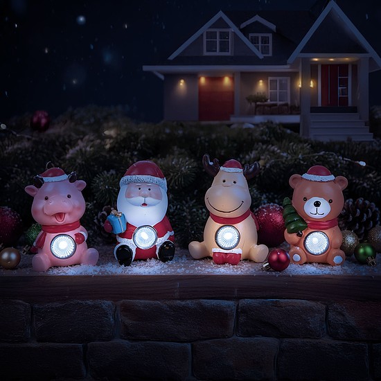 Szolár karácsonyi dekoráció - hidegfehér - 4 féle - 6 x 5 x 10 cm (59762)