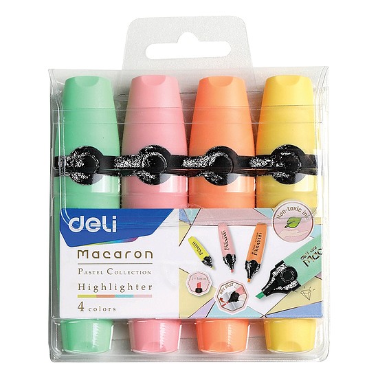 Szövegkiemelő készlet, 1-5 mm, DELI "Macaron", 4 különböző szín (DEU356-MT)