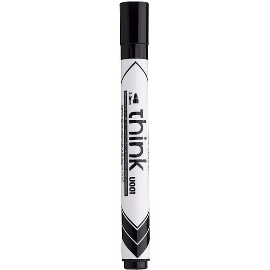 Tábla- és flipchart marker, 2,0 mm, gömbölyű, DELI Think, fekete (DEU00120)