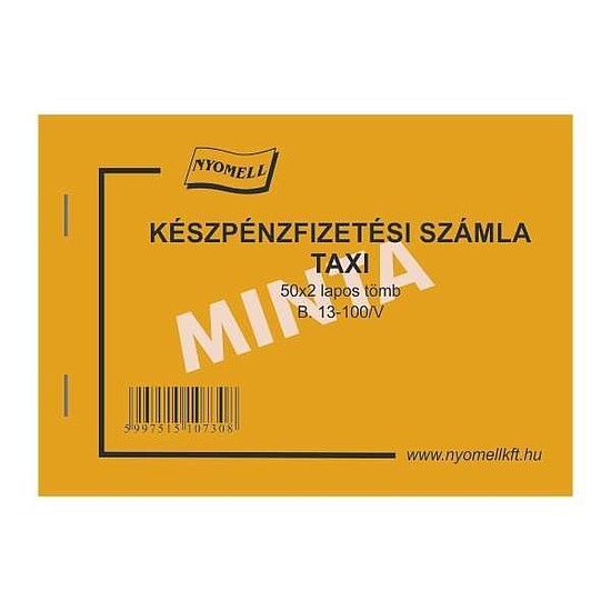 Taxis készpénzfizetési számlatömb A6 50x2 lapos fekvő B.13-100/V