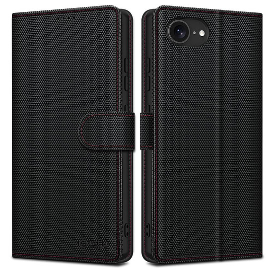 TECH-PRECT WALLET RS IPHONE 16E FEKETE/PIROS Tech-Protect pénztárca tok iPhone 16e-hez - fekete