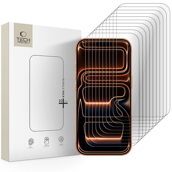 Tech-Protect edzett üvegfólia iPhone 16 Pro Max / 17 Pro Max készülékhez, 10 darabos csomag