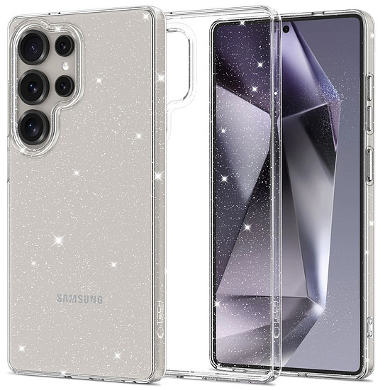 Tech-Protect FlexAir tok Samsung Galaxy S25 Ultra készülékhez - átlátszó-csillámos