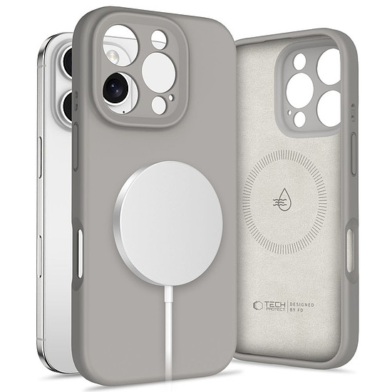 Tech-Protect folyékony szilikon MagSafe iPhone 16 Pro tok - szürke