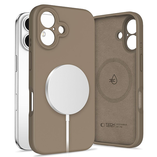 Tech-Protect folyékony szilikon MagSafe iPhone 16 tok - barna