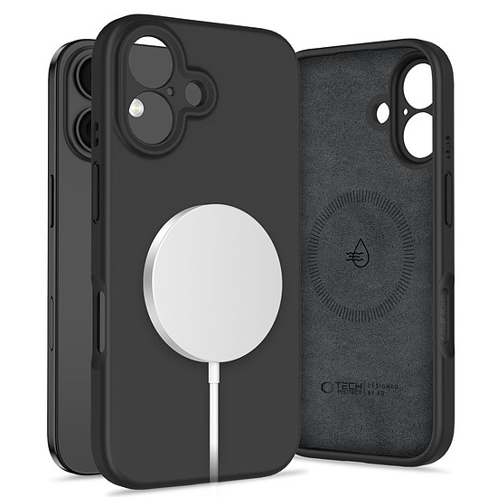 Tech-Protect folyékony szilikon MagSafe iPhone 16 tok - fekete