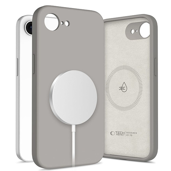 Tech-Protect folyékony szilikon MagSafe iPhone 16e tok - szürke