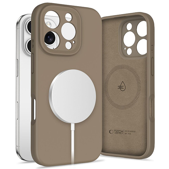 Tech-Protect folyékony szilikon MagSafe tok iPhone 16 Próhoz - barna