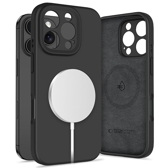 Tech-Protect folyékony szilikon MagSafe tok iPhone 16 Próhoz - fekete