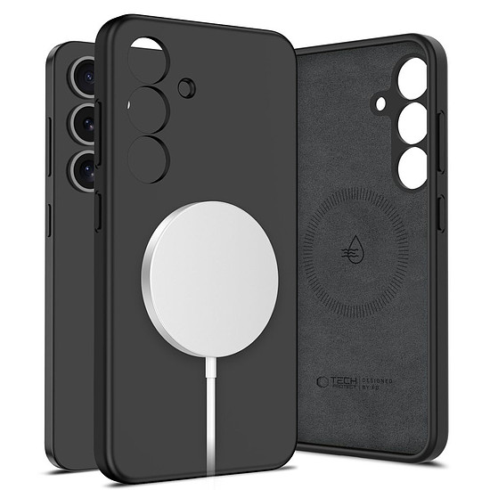 Tech-Protect folyékony szilikon MagSafe tok Samsung Galaxy S25+ készülékhez, fekete
