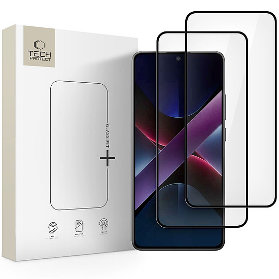 Tech-Protect Glass Fit+ 2 db-os edzett üveg Xiaomi Poco X7 5G készülékhez - fekete