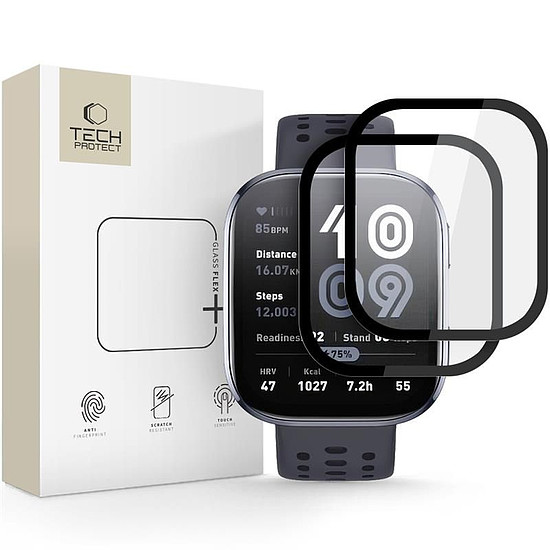 Tech-Protect Glass Flex+ Hybrid üvegfólia 2 db-os csomag Amazfit Bip 6-hoz - fekete
