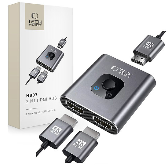 Tech-Protect HB07 HUB Adapter 2in1 HDMI 4K 60HZ - szürke