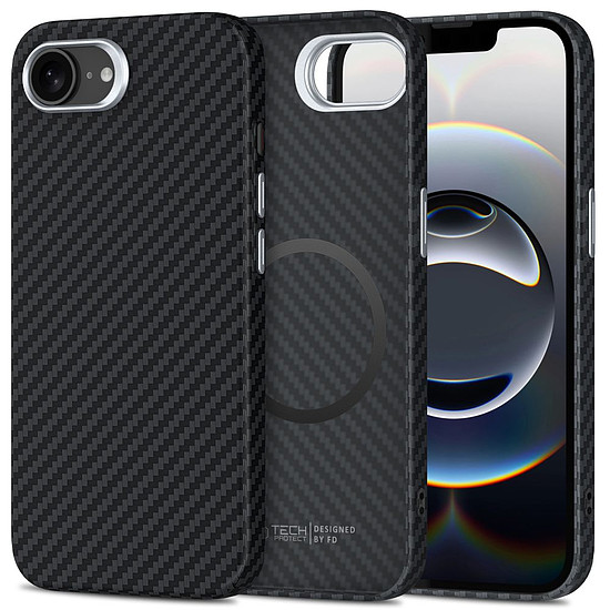 Tech-Protect Ion Carbon MagSafe iPhone 16e tok - fekete/szürke