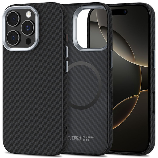 Tech-Protect Ion Carbon MagSafe tok iPhone 16 Pro Maxhoz - fekete/szürke