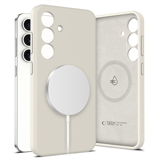 Tech-Protect Magsafe folyékony szilikon tok Samsung Galaxy S25-höz, bézs