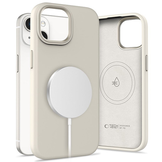 Tech-Protect MagSafe szilikon PU tok iPhone 14-hez - bézs
