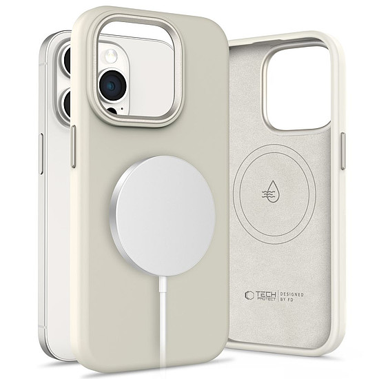 Tech-Protect MagSafe szilikon PU tok iPhone 15 Pro Maxhoz, bézs