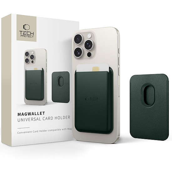Tech-Protect MagWallet Magsafe tok univerzális mágneses kártya- vagy azonosítótartóval - zöld