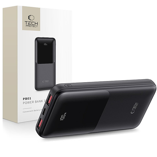 Tech-Protect PB01 10000mAh 22.5W külső akkumulátor - fekete