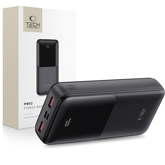 Tech-Protect PB02 külső akkumulátor 20000mAh 22.5W - fekete