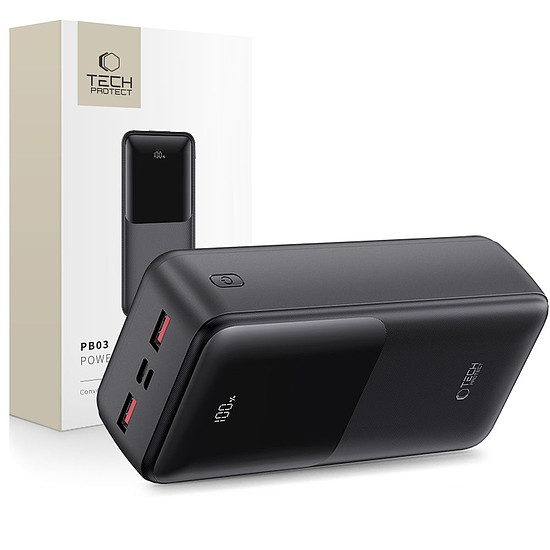 Tech-Protect PB03 külső akkumulátor 30000mAh 22.5W - fekete